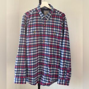 L.L. Bean Men's Traditional Fit Checkered Blue + Red Shirt